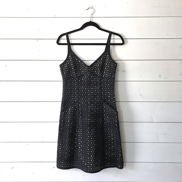 Susana Monaco Dresses & Skirts - Susana Monaco Black Eyelet V-Neck Cocktail Dress